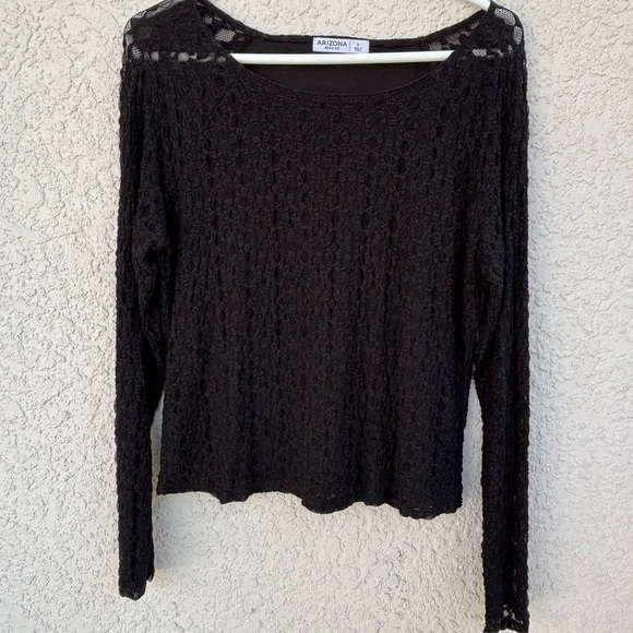 Arizona Jean Company Tops - Arizona Jean Company Black‎ Lace Crop Top